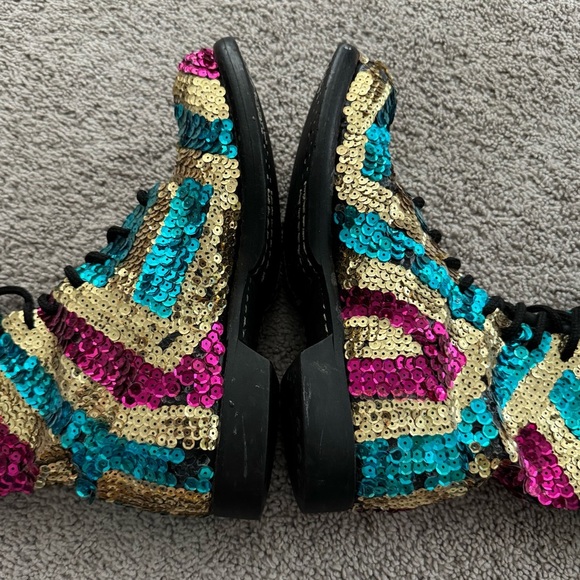 Corcoran‎ Military Boots Size 8.5 D Custom Made DIY Sequined Lace Up Boots main image 4